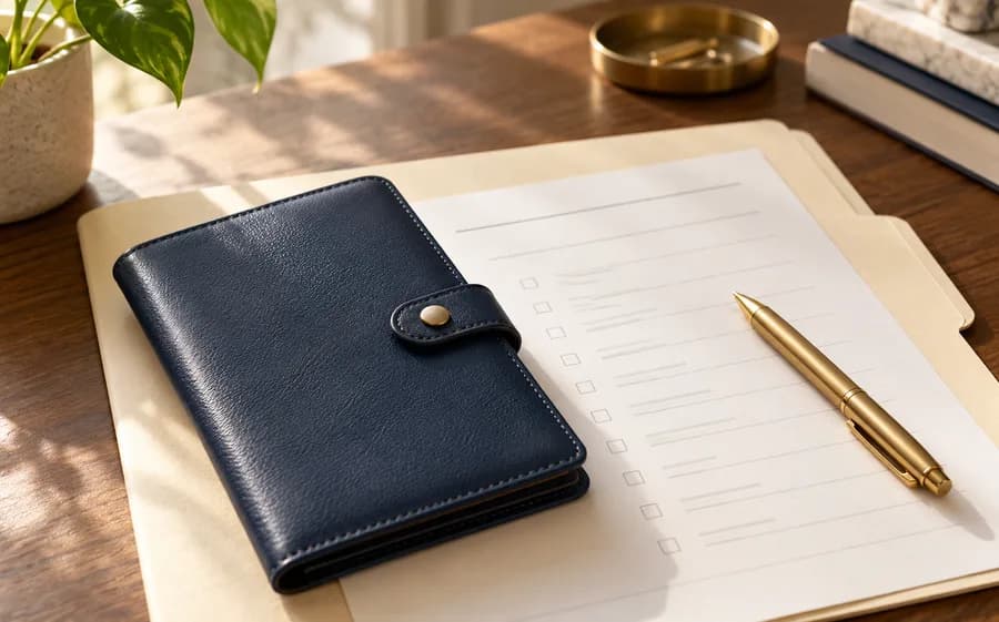 Illustrative document folder and planning checklist